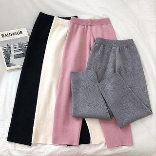 Plain High-waist Harem Knit Pants