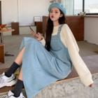 Midi A-line Corduroy Overall Dress / Shirt / Sweatshirt
