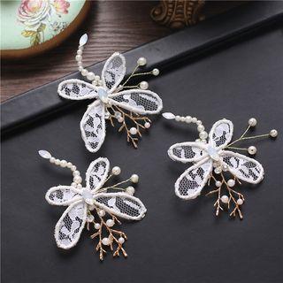 Faux Pearl Lace Butterfly Bridal Hair Clip