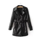 Faux Leather Trench Coat