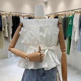 Plain Tie-waist Cropped Camisole Top