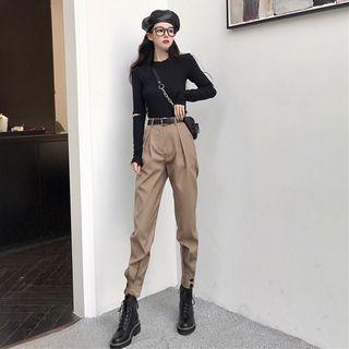 Perforated Long-sleeve T-shirt / High-waist Harem Pants