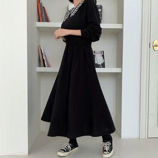 Check-collar Pocket-detail Pullover Dress