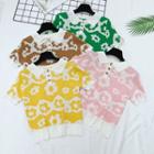 Floral Collared Short-sleeve T-shirt
