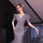 Short-sleeve Sequin Cocktail Dress