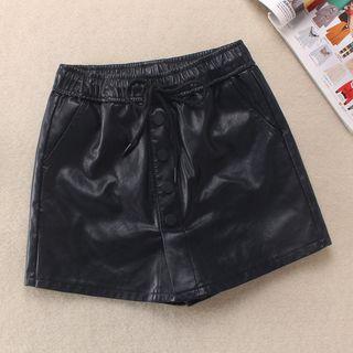 High-waist Faux Leather Skort