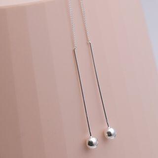 925 Sterling Silver Bead Dangle Earring Threader Earring - 1 Pair - Silver - One Size