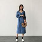V-neck Denim A-line Dress