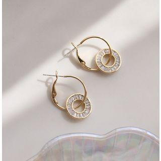 S925 Silver Rhinestone Hoop Earring As Shown In Figure - One Size