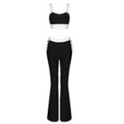 Set: Two-tone Crop Camisole Top + Bootcut Pants