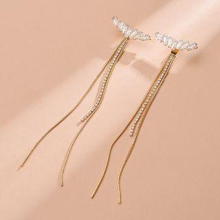Rhinestone Drop Earring Qr174 - 1 Pair - Gold - One Size