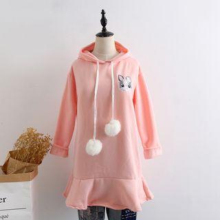 Rabbit Print Mini Hoodie Dress