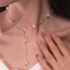 Faux Pearl Necklace Rose Gold - One Size
