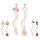 Non-matching Alloy Flower Swirl Fringed Earring