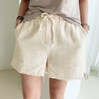 Drawcord Frayed Cotton Shorts