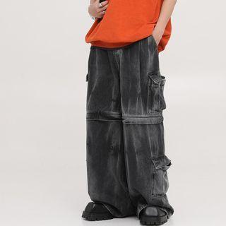Tie-dye Baggy Cargo Jeans / Midi Skirt
