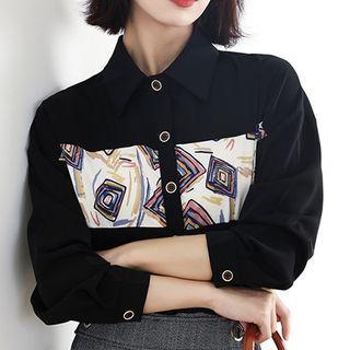 Chiffon Print Loose-fit Blouse