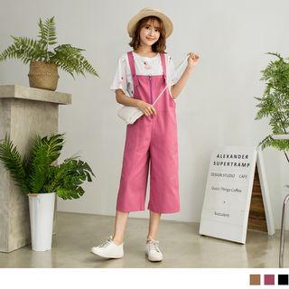Zip-front Cropped Wide-leg Jumper Pants