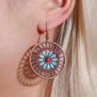 Flower Dangle Earring 01 - 0697 - 1 Pair - Red & Bronze - One Size