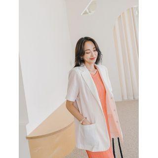 Short-sleeve Loose-fit Linen Blazer