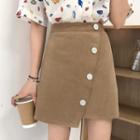 Asymmetric Buttoned A-line Mini Skorts