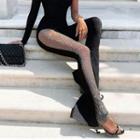 High-waist Mesh Panel Boot-cut Pants