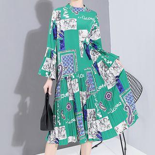 Print Ruffle-sleeve Dress