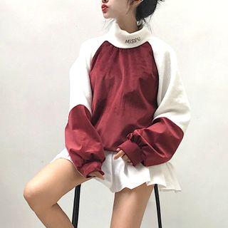 Mock Neck Color-block Pullover