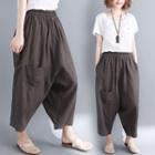 Pocketed Loose Fit Cropped Pants
