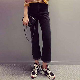 Frayed Hem Cropped Jeans