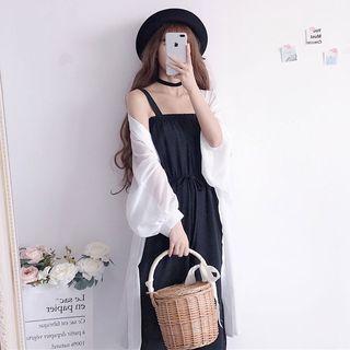 Cropped Wide-leg Jumpsuit / Open Front Light Jacket