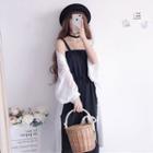Cropped Wide-leg Jumpsuit / Open Front Light Jacket
