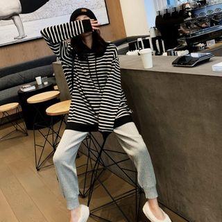 Set: Striped Knit Hoodie + Pants