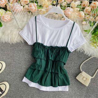 Set: Short-sleeve Tee + Layered Camisole