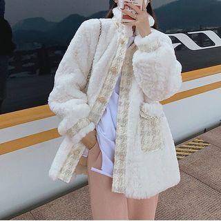Fluffy Button Jacket Milky White - One Size
