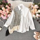 Long-sleeve Geometric Panel Shirt