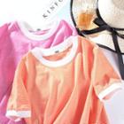 Striped Contrast Trim Short-sleeve T-shirt