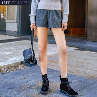 Elastic-waist Wool Shorts