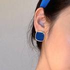 Button Stud Earring 1 Pair - Blue - One Size