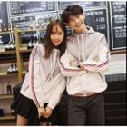 Couple Matching Color Block Hooded Windbreaker