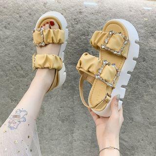 Platform Rhinestone Buckled Sandals
