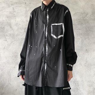 Long Sleeve Splatter Print Shirt