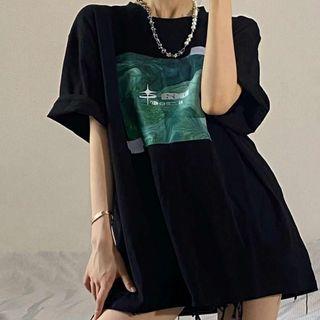 Medium Long Print Short-sleeve T-shirt