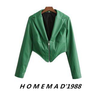 Asymmetrical Cropped Faux Leather Zip Jacket