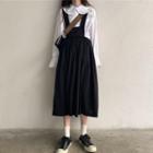 Long-sleeve Plain Shirt / Midi A-line Jumper Dress
