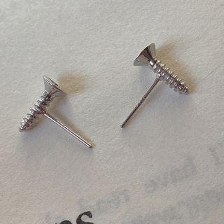 Screw Stud Earring 1 Pair - Silver - One Size
