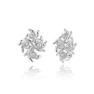 Simple And Fashion Flower Stud Earrings With Cubic Zircon Silver - One Size