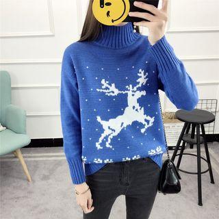 Deer Turtleneck Sweater