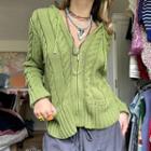 Long-sleeve Cable-knit Oversized Zip Up Hoodie