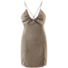 Spaghetti Strap Plaid Drawstring A-line Dress